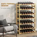 HOMCOM 42-Bottle Wooden Wine Rack - Natural Finish - 6