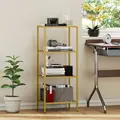 HOMCOM 4-Tier Shelving Unit, Glass Shelf, Vertical Storage Shelf for Living Room, Home Office, Bedroom, Bathroom, Gold Tone - 7