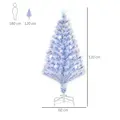 HOMCOM 4FT Artificial Fibre Optic Christmas Tree Seasonal Decoration w/ LED Lights Pre-Lit Easy Store White Blue - 3