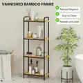 HOMCOM 4-Tier Bamboo Bathroom Storage Shelf, Freestanding Narrow Shelving Unit with Slatted Shelves for Kitchen Bathroom Living Room, 41.5 x 21.5 x 106 cm, Natural and Black - 5