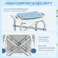 HOMCOM 44-51.5cm Aluminium Frame Shower/Bath Stool - Light Blue - 4