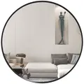 HOMCOM 61cm Decorative Wall Mirror for Bedroom Living Room, Modern Round Bathroom Mirror for Home Decor, Black - 1