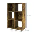 HOMCOM 6-Cube Bookshelf - Rustic Brown - 3