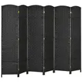HOMCOM 6 Panel Folding Room Divider, Freestanding Privacy Screen for Living Room, Bedroom and Office, 240 x 170cm, Black - 1