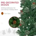 HOMCOM 6.5FT Tall Pencil Slim Artificial Christmas Tree with Realistic Branches, Tip Count and Pine Cones, Pine Needles Tree, Xmas Decoration, Green - 6