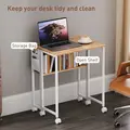 HOMCOM 63 cm Drop Leaf Writing Work Desk - Natural Wood Finish - 5