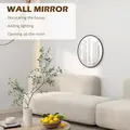 HOMCOM 61cm Decorative Wall Mirror for Bedroom Living Room, Modern Round Bathroom Mirror for Home Decor, Black - 4