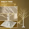 HOMCOM 5ft Artificial White Birch Tree Light with Warm White Pre-Lit LED Light for Indoor and Covered Outdoor Use - 5