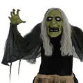 HOMCOM 5'2" Hunchback Witch Halloween Animatronic, with Glowing Eyes - 8