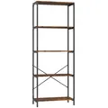 HOMCOM 5-Tier Bookshelf, Industrial Bookcase with Metal Frame - Rustic Brown and Black - 1