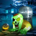HOMCOM 5FT Halloween Inflatables Ghost and Tombstone, Blow Up Outdoor Halloween Decorations with Build-in LED Lights for Garden, Lawn, Party - 2