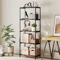 HOMCOM 5-Tier Bookshelf, Industrial Bookcase with Metal Frame - Rustic Brown and Black - 2