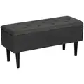 HOMCOM 57L Teddy Fleece Storage Ottoman - Dark Grey - 1