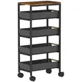 HOMCOM 5-Tier Storage Trolley on Wheels - Black - 1
