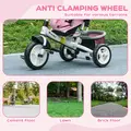 HOMCOM 6 in 1 Kids Trike with Parent Handle, Canopy, 5-point Safety Belt, Storage, Footrest, Brake, for 1-5 Years, Pink - 6
