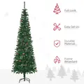 HOMCOM 6.5FT Tall Pencil Slim Artificial Christmas Tree with Realistic Branches, Tip Count and Pine Cones, Pine Needles Tree, Xmas Decoration, Green - 4