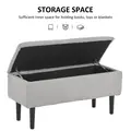 HOMCOM 57L Storage Ottoman, End of Bed Bench with Wooden Legs, Fabric Footstool for Living Room, Bedroom, 95 x 38 x 45cm, Grey - 4
