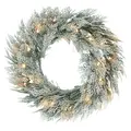 HOMCOM 60cm/ 24inch Flocked Prelit Christmas Wreath - 1