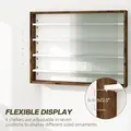 HOMCOM 5-Tier Wall Display Shelf Unit Cabinet w/ 4 Adjustable Shelves Glass Doors Home Office Ornaments 60x80cm Rustic brown - 4