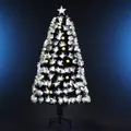 HOMCOM 5ft White Light Artificial Christmas Tree w/ 180 LEDs Star Topper Tri-Base Full Bodied Seasonal Decoration Pre-Lit Home - 4