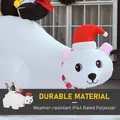 HOMCOM 5ft Outdoor Christmas Inflatable with LED Light, Lighted Blow up Polar Bear with Three Penguins, Giant Yard Party Decoration for Home Garden Lawn Party Prop - 5