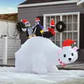 HOMCOM 5ft Outdoor Christmas Inflatable with LED Light, Lighted Blow up Polar Bear with Three Penguins, Giant Yard Party Decoration for Home Garden Lawn Party Prop - 8