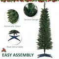 HOMCOM 5ft Unlit Artificial Christmas Tree, Pencil Slim Xmas Tree with Solid Stand and Realistic Branches, Green - 5