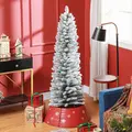 HOMCOM 5ft Artificial Snowy Pencil Christmas Tree - White - 2