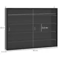 HOMCOM 5-Tier Wall Display Shelf Unit Cabinet w/ 4 Adjustable Shelves Glass Doors Home Office Ornaments 60x80cm Black - 3