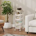 HOMCOM 5-Tier Storage Trolley on Wheels - White - 7