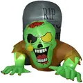 HOMCOM 5FT Halloween Inflatables Ghost and Tombstone, Blow Up Outdoor Halloween Decorations with Build-in LED Lights for Garden, Lawn, Party - 1