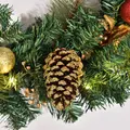 HOMCOM 60cm Pre-Lit Artificial Christmas Door Wreath Holly LED Decor Pine Cones Hanging Glittered Festival Indoor Decoration - 9