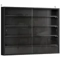 HOMCOM 5-Tier Wall Display Shelf Unit Cabinet w/ 4 Adjustable Shelves Glass Doors Home Office Ornaments 60x80cm Black - 1