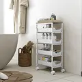 HOMCOM 5-Tier Storage Trolley on Wheels - White - 9
