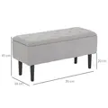 HOMCOM 57L Storage Ottoman, End of Bed Bench with Wooden Legs, Fabric Footstool for Living Room, Bedroom, 95 x 38 x 45cm, Grey - 3