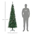 HOMCOM 6.5FT Tall Pencil Slim Artificial Christmas Tree with Realistic Branches, Tip Count and Pine Cones, Pine Needles Tree, Xmas Decoration, Green - 3
