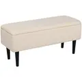 HOMCOM 57L Teddy Fleece Storage Ottoman - Cream - 1