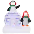 HOMCOM 5ft Christmas Inflatable Two Penguins Wearing a Scarf with Ice House Blow Up Decor Home Indoors with Built-in LED Lights Outdoor Toys in Lawn Garden - 1