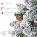 HOMCOM 60" Snowy Pine Cone and Berry Christmas Wreath, with LED Lights - 6