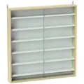 HOMCOM 7-Tier Wall Display Shelf Unit Cabinet w/ 6 Adjustable Shelves Glass Doors Home Office Ornaments 83x80cm, Oak - 1