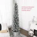 HOMCOM 7ft Artificial Snowy Pencil Christmas Tree - White - 4
