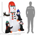 HOMCOM 6ft Inflatable Christmas Snowman with Three Penguins LED Xmas Décor Holiday Outdoor Yard Decoration - 3