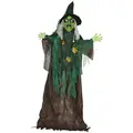 HOMCOM 6ft Halloween Witch Decoration, Outdoor Activated Prop with Light Up Eyes Magical Heart, Sound Activated - 1