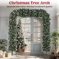 HOMCOM 8.2 ft Snow Frosted Christmas Tree Arch, Christmas Arch Doorway Decor with 2100 Tips and 96 Pinecones, Artificial Xmas Tree with Metal Stand for Indoor, Green - 5