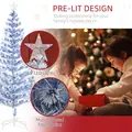 HOMCOM 6FT Artificial Fibre Optic Christmas Tree Seasonal Decoration w/ LED Lights Pre-Lit Easy Store White Blue - 5