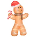 HOMCOM 8ft Christmas Inflatable Gingerbread Man, Lighted Blow Up Yard Decor Indoor Outdoor Garden Lawn Party Prop - 1