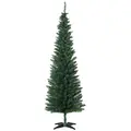 HOMCOM 6ft Unlit Artificial Christmas Tree, Pencil Slim Xmas Tree with Solid Stand and Realistic Branches, Green - 1