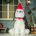HOMCOM 6ft Inflatable Christmas Puppy Dog Wearing Santa Hat Lighted Outdoor Decoration Blow Up Decor for Holiday Indoor - 2
