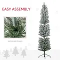 HOMCOM 6ft Artificial Snowy Pencil Christmas Tree - White - 6