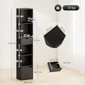 HOMCOM 6-Tier Bookcase, Tall Narrow Bookshelf with Drawer and Door - Black - 3
